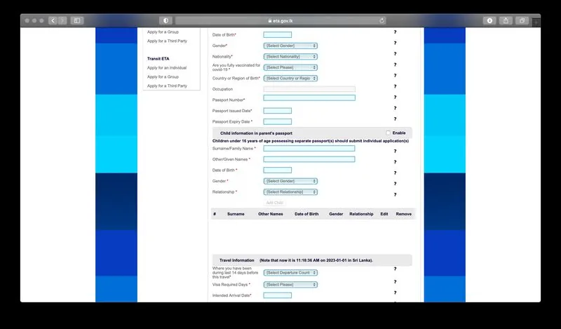 Kısa Süreli Sri Lanka Vizesi Başvuru Formu 5