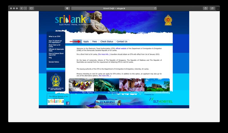 Sri Lanka Turist Vizesi İçin Online Başvuru Adımları 1