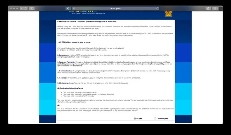 Sri Lanka Turist Vizesi İçin Online Başvuru Adımları 2