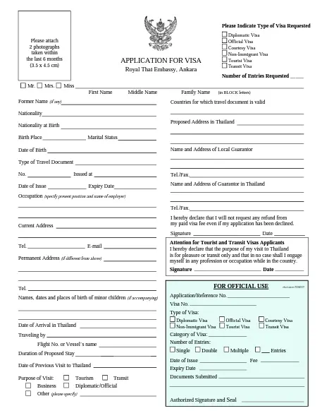 Tayland Krallığı Vize Başvuru Formu Nasıl Doldurulur?