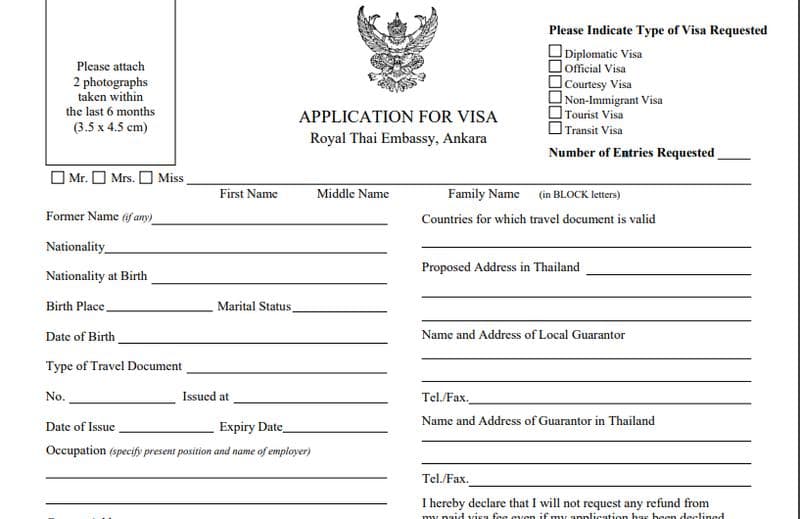 Tayland Vize Başvuru Formu Nasıl Doldurulur?