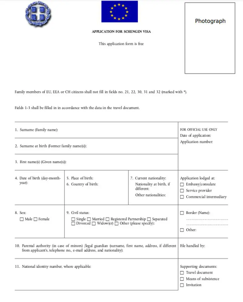 Yunanistan Vize Başvuru Formu Örneği