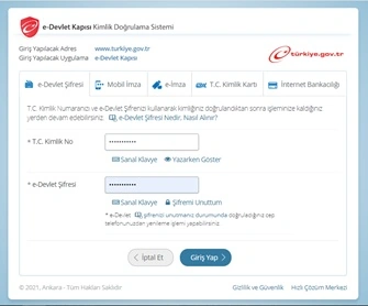 E-Devlet Giriş Ekranı
