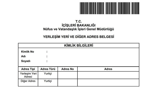 E-Devlet İkametgah Belgesi Örneği